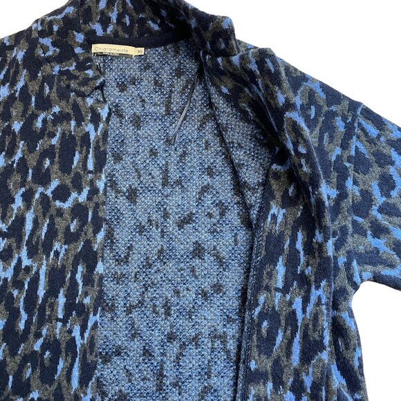 CHIARAMENTE CARDIGAN SWEATER WOMENS XS WOOL BLEND OVERSIZED BLUE 3/4 SLEEVE NWT - Picture 3 of 11
